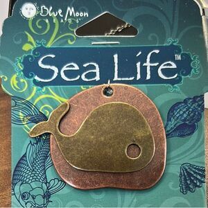 Sea Life Metal Pendant - Brown and Gold